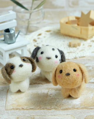 Hamanaka Needle Felting Kit- 3 Little Dogs #482 (English)