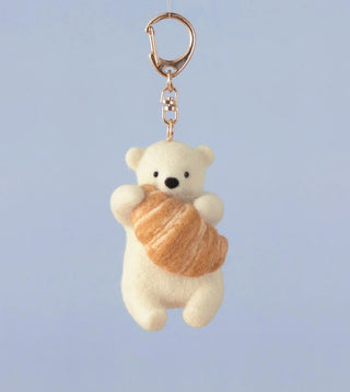 Hamanaka Needle Felting Kit Polar Bear with a Croissant Keychain #605 (English)