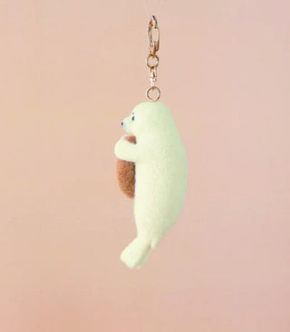 Hamanaka Needle Felting Kit White Seal with Donut Keychain #607 (English)