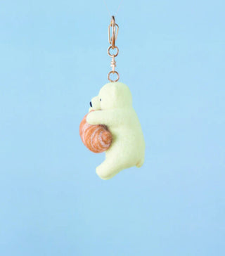 Hamanaka Needle Felting Kit Polar Bear with a Croissant Keychain #605 (English)