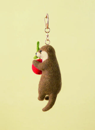Hamanaka Needle Felting Kit- Otter with a Cherry Keychain #606 (English)