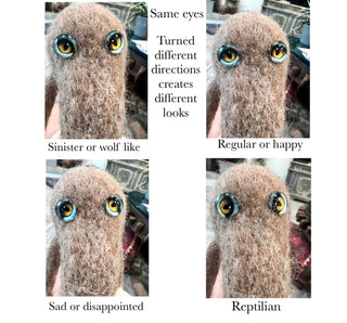 10 mm realistic, amazingly detailed, glass cabochon animal/reptile eyes with pins
