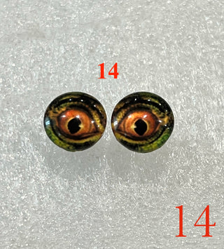 10 mm realistic, amazingly detailed, glass cabochon animal/reptile eyes with pins