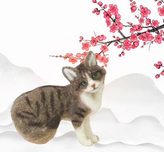 Hamanaka Needle Felting Kit- Norwegian Forest Cat #465 (Japanese Kit - with English Translation)