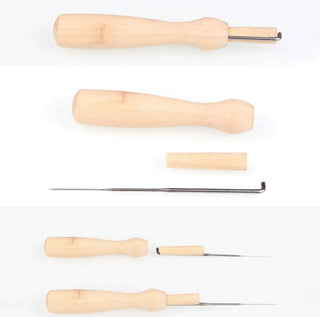 Single Needle Holder Wooden Punch Pen Style Handle- (needle not included)