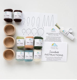 Succulent Trio Felting Kit with Foam Mat