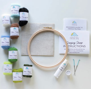 Grazing Sheep Needle 2-D Needle Felting Hoop Kit (Level 1 Kit)