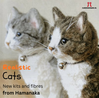 HAMANAKA REALISTIC NEEDLE FELTING KIT - GREY TABBY CAT- (JAPANESE ONLY)