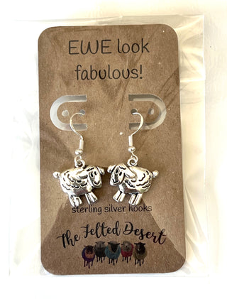 EWE Look Fabulous Sheep Earrings with Sterling Silver Hooks