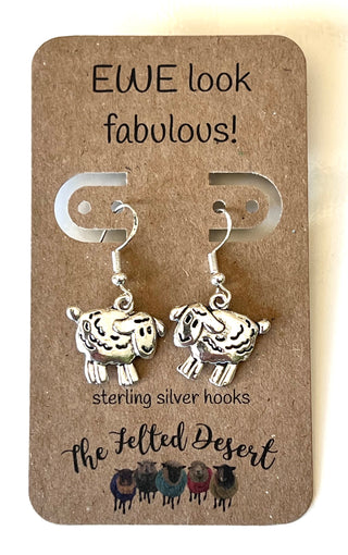 EWE Look Fabulous Sheep Earrings with Sterling Silver Hooks