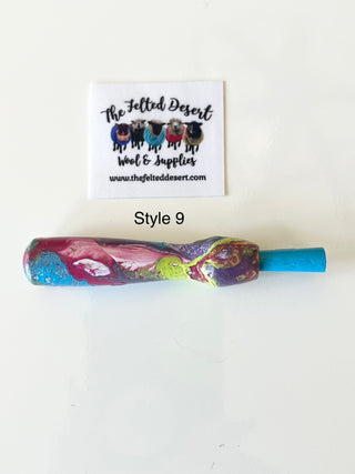 Hydro-dip Painted Artistic Single Needle Holder Wooden Punch Pen Style Handle- (needle not included)