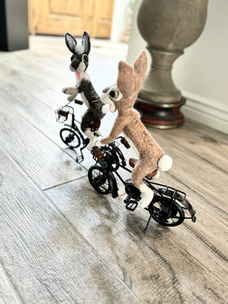 Metal Bicyle with Wooden Seats and Handles