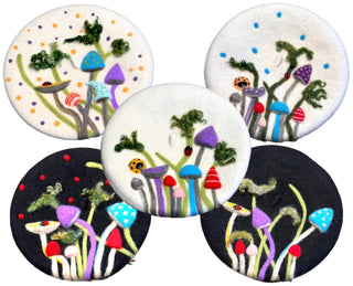 Hand Felted Mushroom Garden French Berets by Artist Tracy Laasch