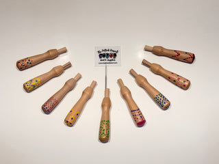 Dot-Paint Hand-Painted artistic Single Needle Holder Wooden Punch Pen Style Handle- (needle not included)