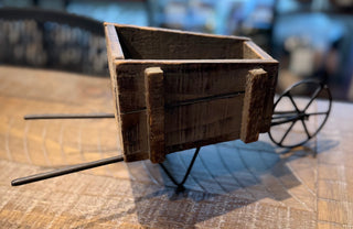 Rustic Wood and Metal Wheelbarrow