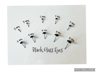 Black Glass Doll/Animal Felting Eyes- 1 pair