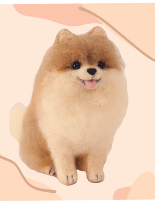 Hamanaka "Aclaine" Acrylic/Vegan Fiber Felting Kit- Pomeranian Dog (English) (Level 1 Kit)