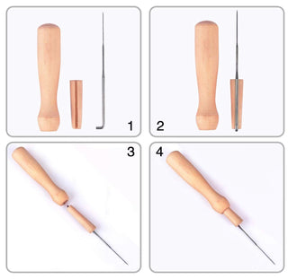 Single Needle Holder Wooden Punch Pen Style Handle- (needle not included)