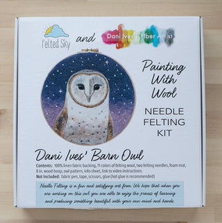Artist Dani Ives' Barn Owl Needle Felting Kit (Level 2 Kit)