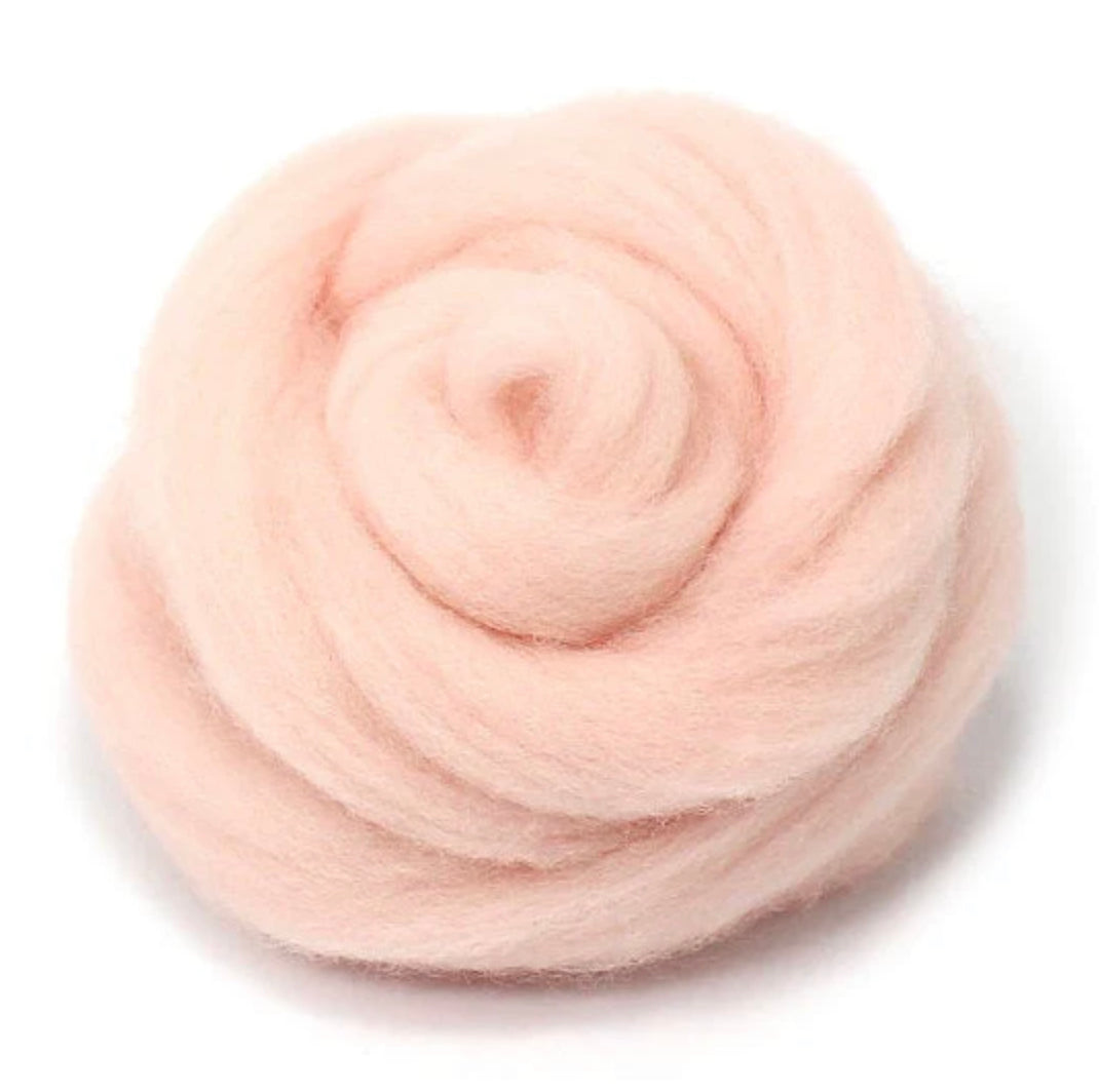 Pink Peony Wool Roving for Needle Felting, Wet Felting, Spinning, Light  Pink, Fiber Art Supplies